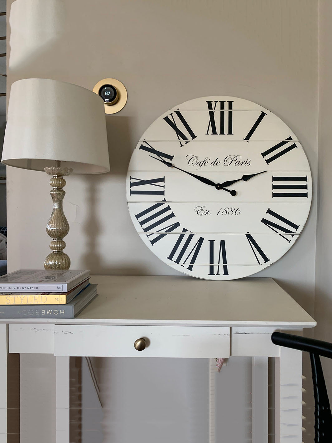 Cafe de Paris White Farmhouse Clock Earthly Comfort Clocks 1878-2