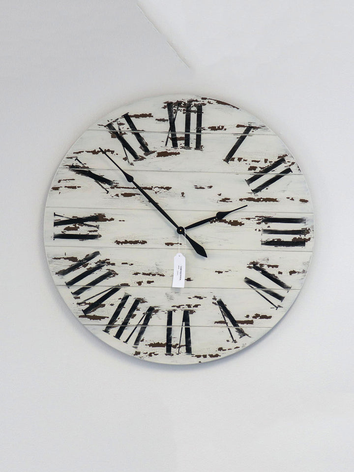 Earthly Comfort 42" Farmhouse Style White Distressed Wall Clock Earthly Comfort Clocks 1889-2