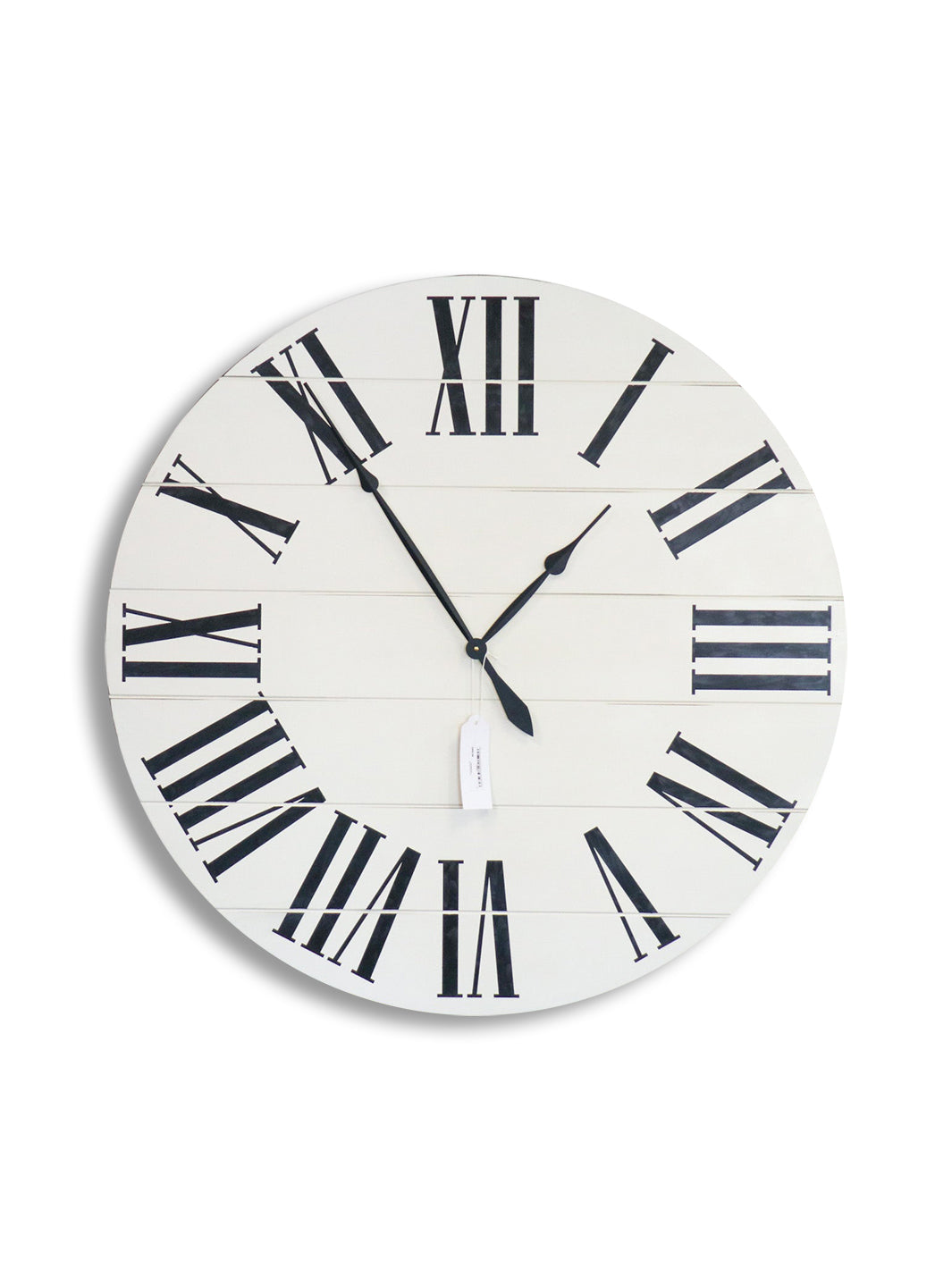 Simple 42" Farmhouse Style Large White Distressed Wall Clock with Black Roman Numerals (in stock)