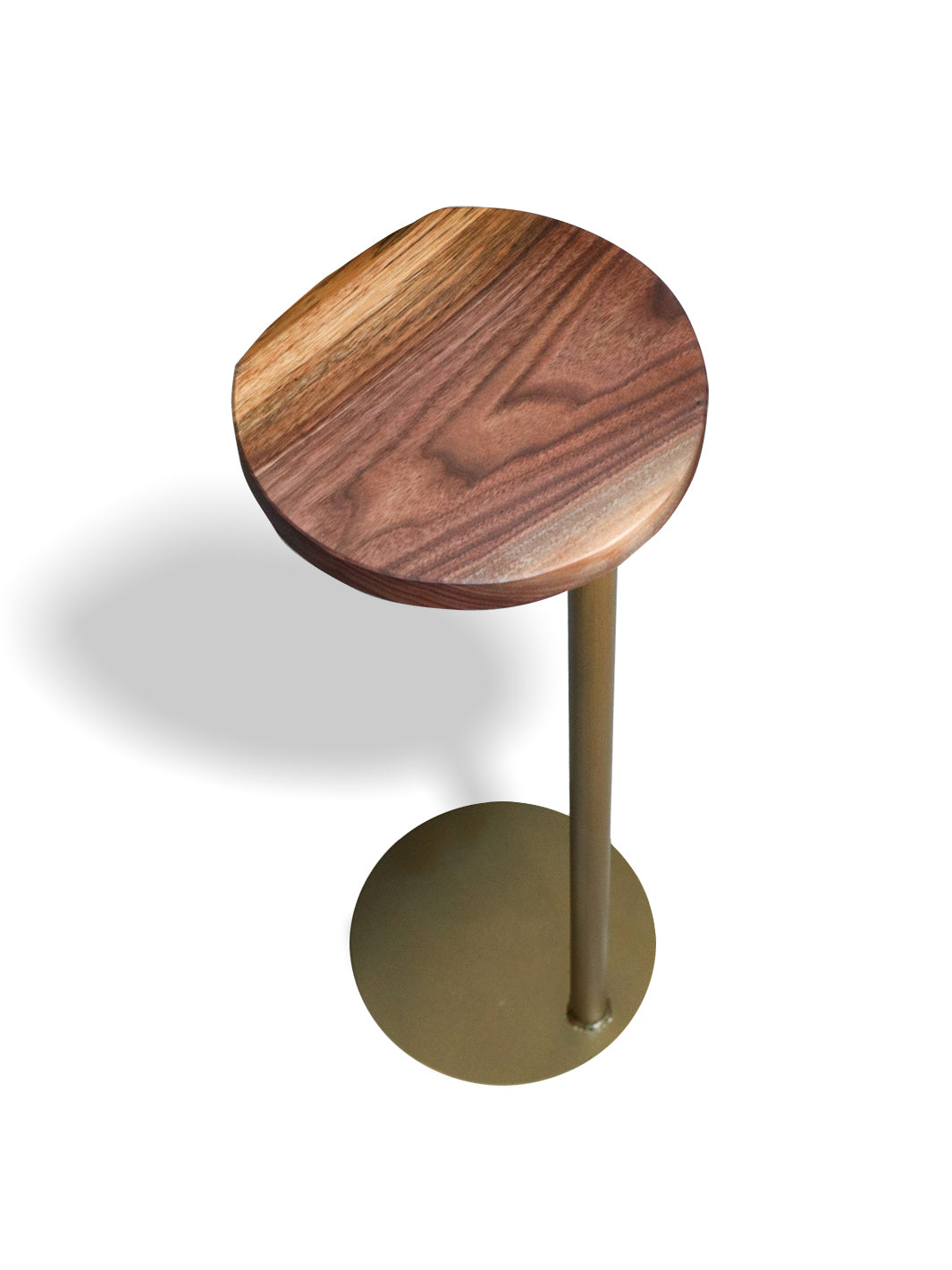 Small Live-Edge Walnut, Gold Round Industrial Side Table Earthly Comfort Side Tables 2011