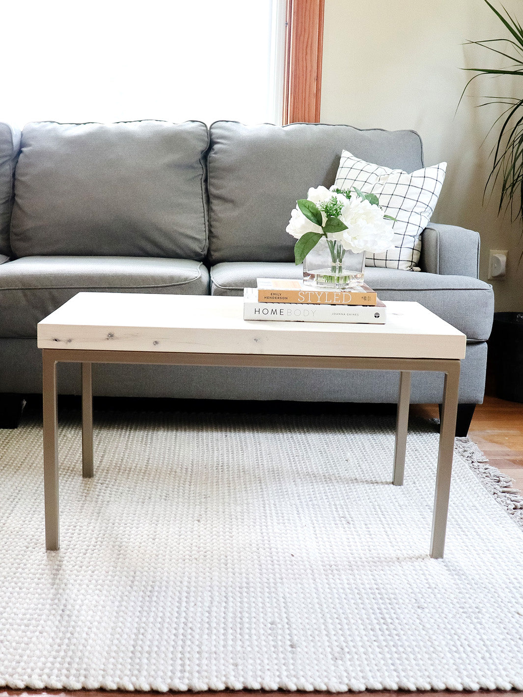 Modern White Maple Coffee Table with Gold Metal Base SHOWROOM (in stock) Earthly Comfort Coffee Tables 2042-5