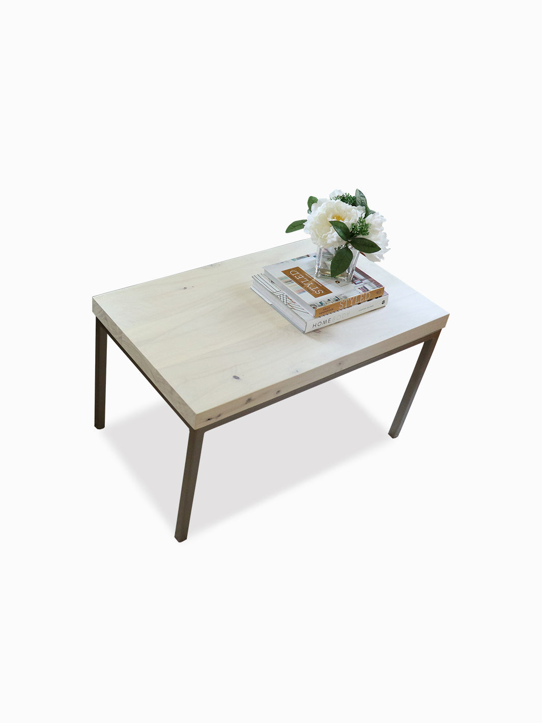Modern White Maple Coffee Table with Gold Metal Base SHOWROOM (in stock) Earthly Comfort Coffee Tables 2042