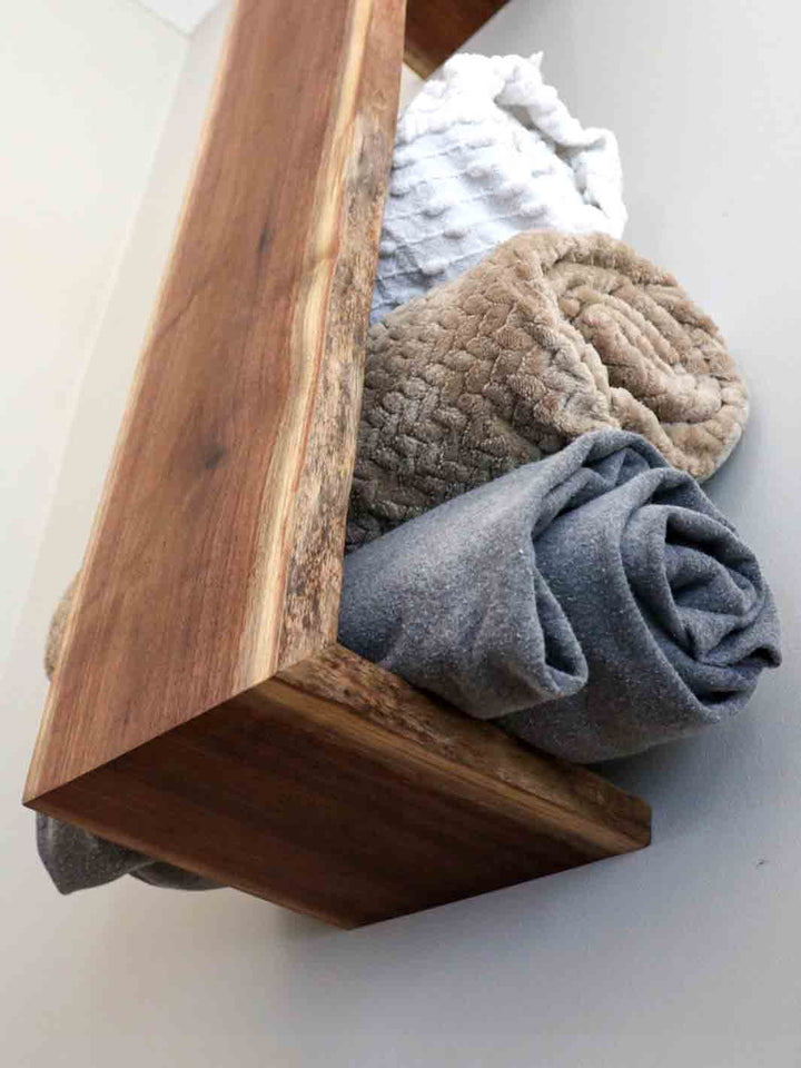 Live Edge Walnut Waterfall Blanket or Towel Shelf Earthly Comfort  2090-6