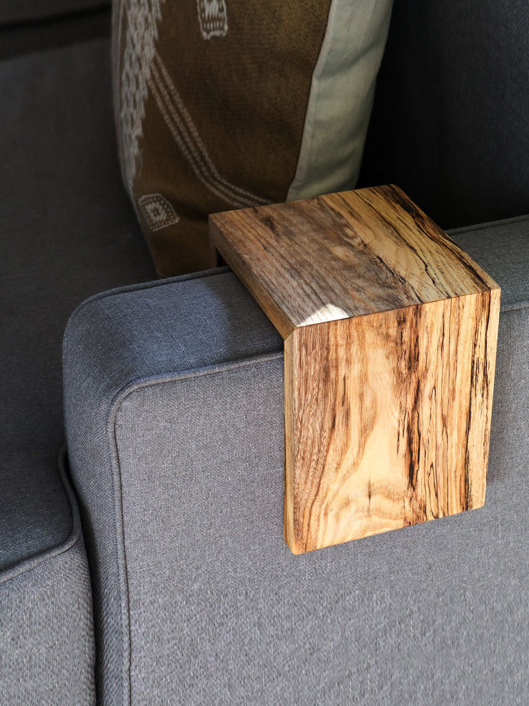 Earthly Comfort 6" Spalted Hackberry Armrest Table Earthly Comfort Coffee Tables 2091-4