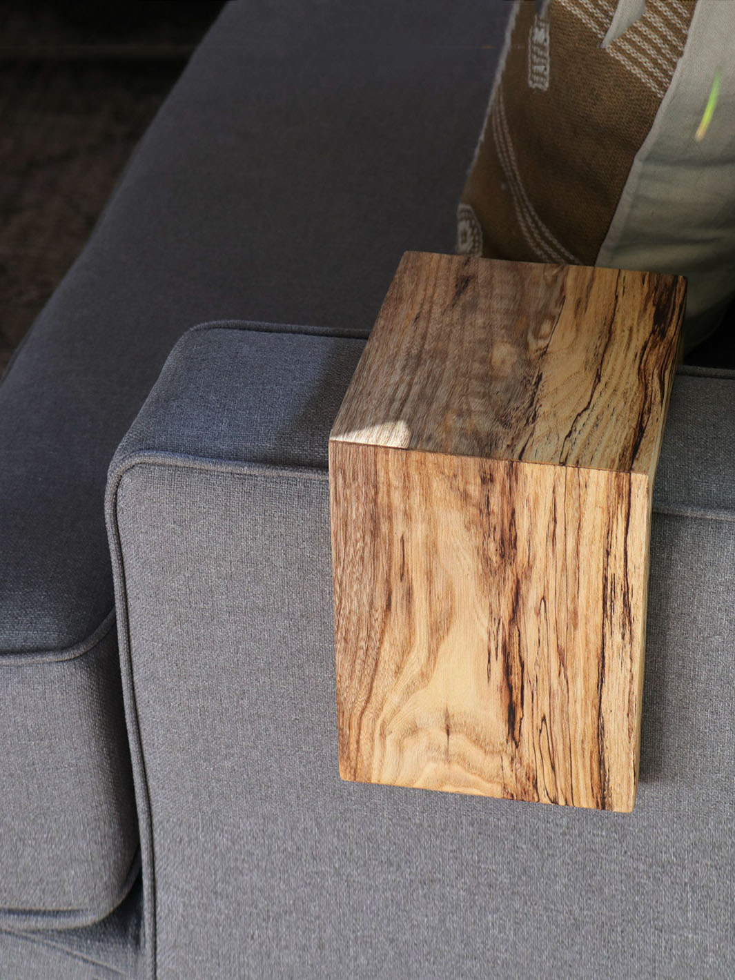 Earthly Comfort 6" Spalted Hackberry Armrest Table Earthly Comfort Coffee Tables 2091-6