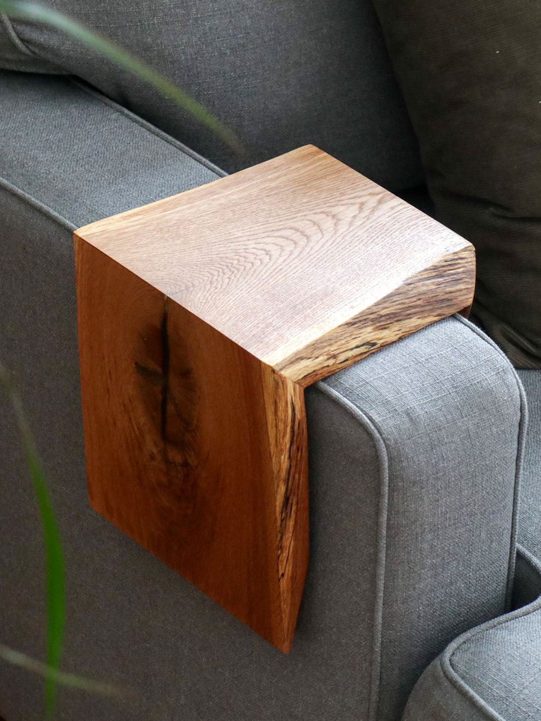 Live Edge White Oak Sofa Armrest Table Earthly Comfort Coffee Tables 2096-2
