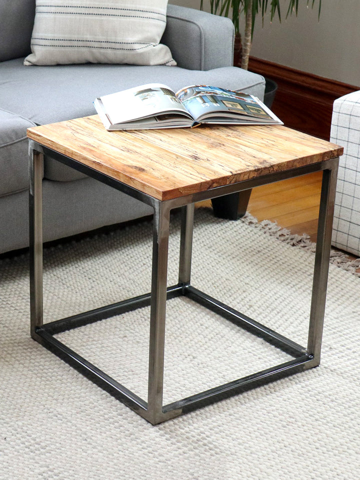 Spalted Maple Cube 18" Coffee Table, Side Table, Solid Wood Table Earthly Comfort Side Tables 2111-2