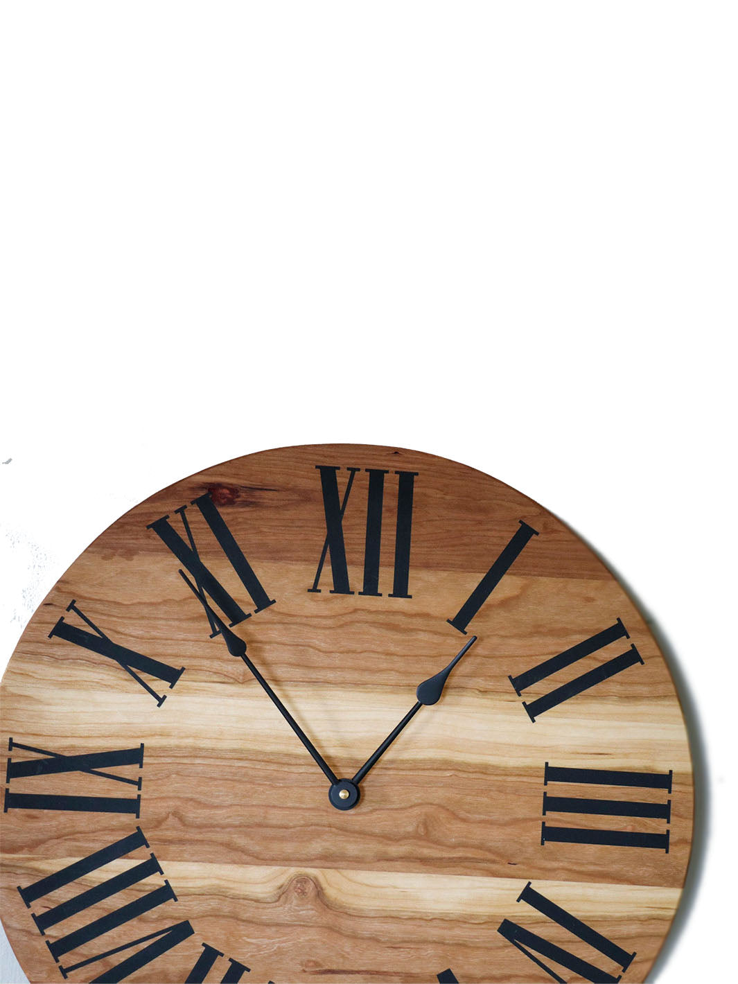 Sappy 18" Solid Cherry Hardwood Wall Clock with Black Roman Numerals (in stock) Earthly Comfort Clocks 2127-1