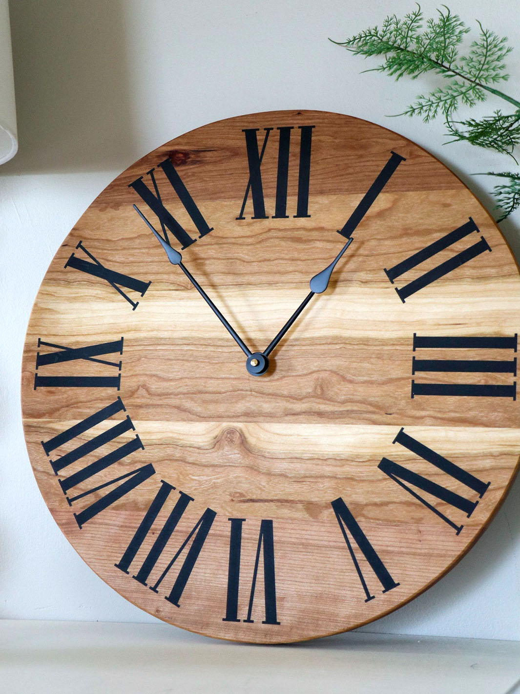 Sappy 18" Solid Cherry Hardwood Wall Clock with Black Roman Numerals (in stock) Earthly Comfort Clocks 2127-4