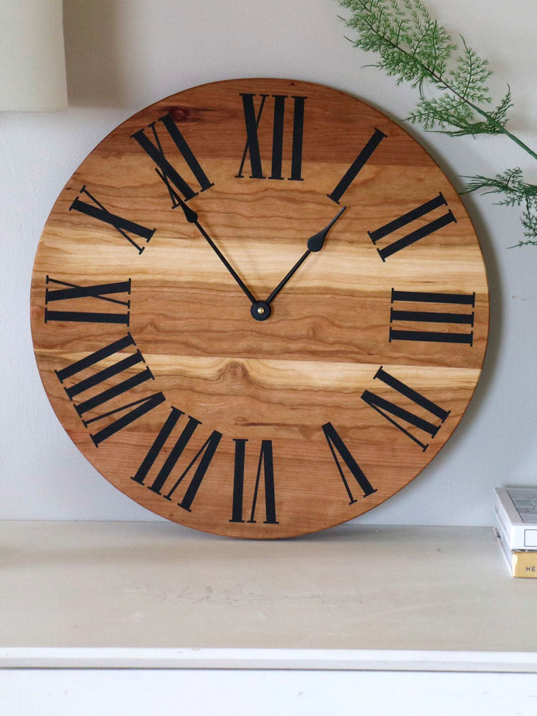 Sappy 18" Solid Cherry Hardwood Wall Clock with Black Roman Numerals (in stock) Earthly Comfort Clocks 2127-5