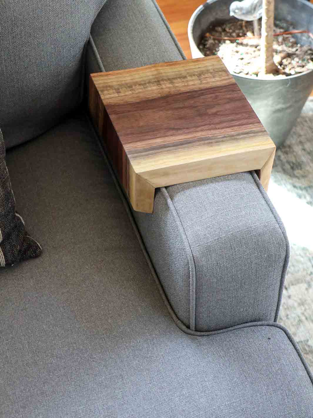 Live Edge Walnut Waterfall Armrest Sofa Table - Extra Long Square To the Floor Earthly Comfort Side Tables 2128-8