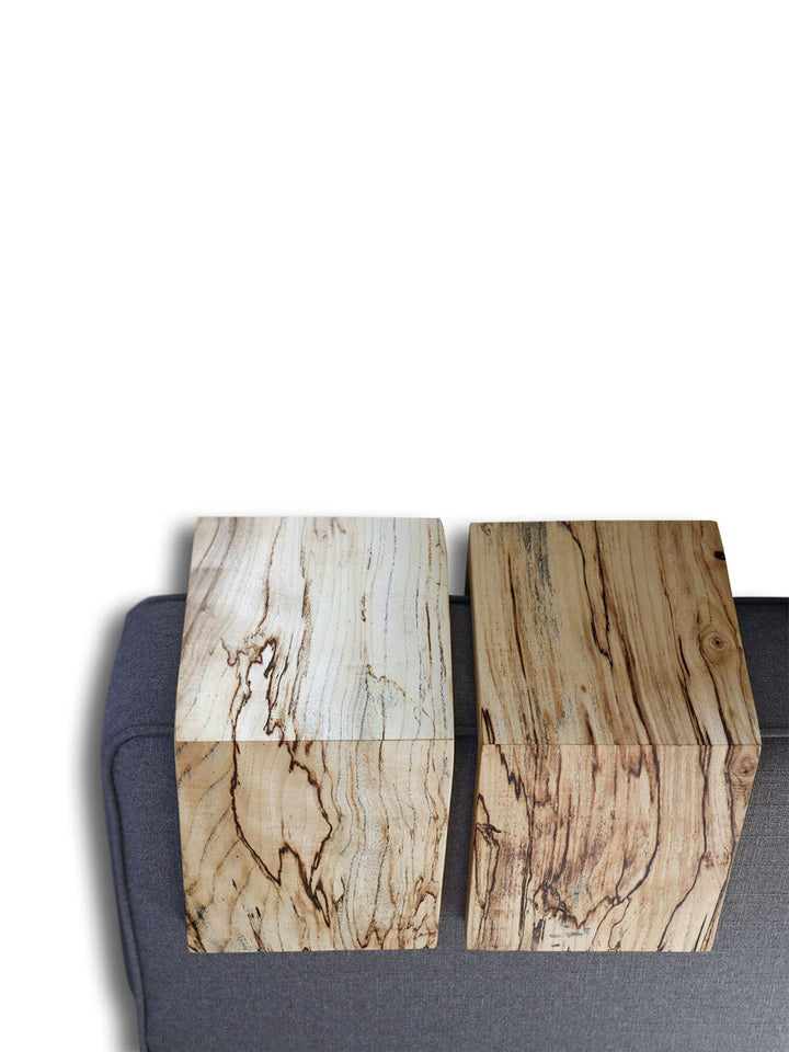 Earthly Comfort Pair of Spalted Maple Armrest Tables Earthly Comfort Coffee Tables 2183-1