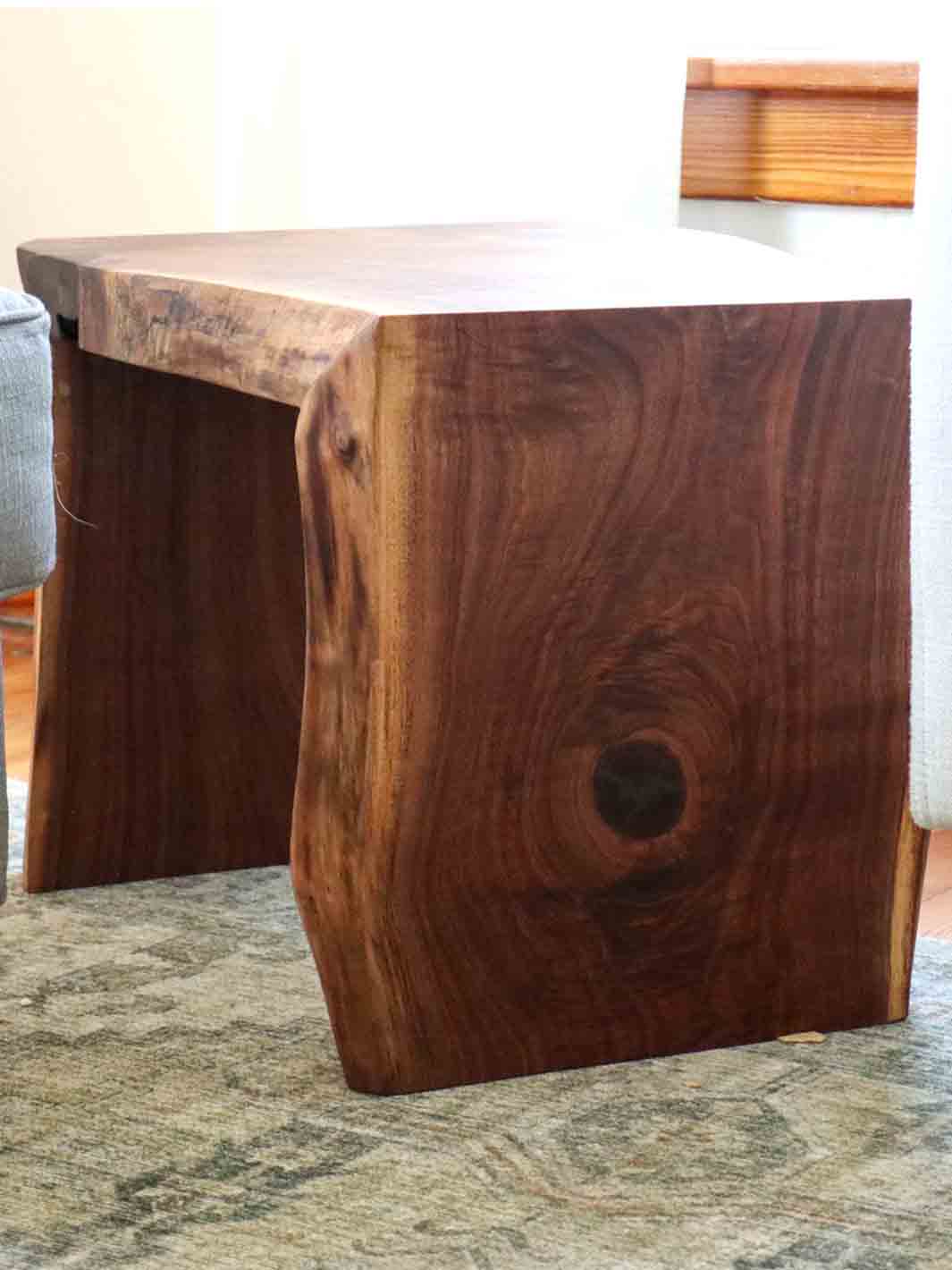 Live Edge Walnut Waterfall Side Coffee End Table Earthly Comfort Coffee Tables 2225-2