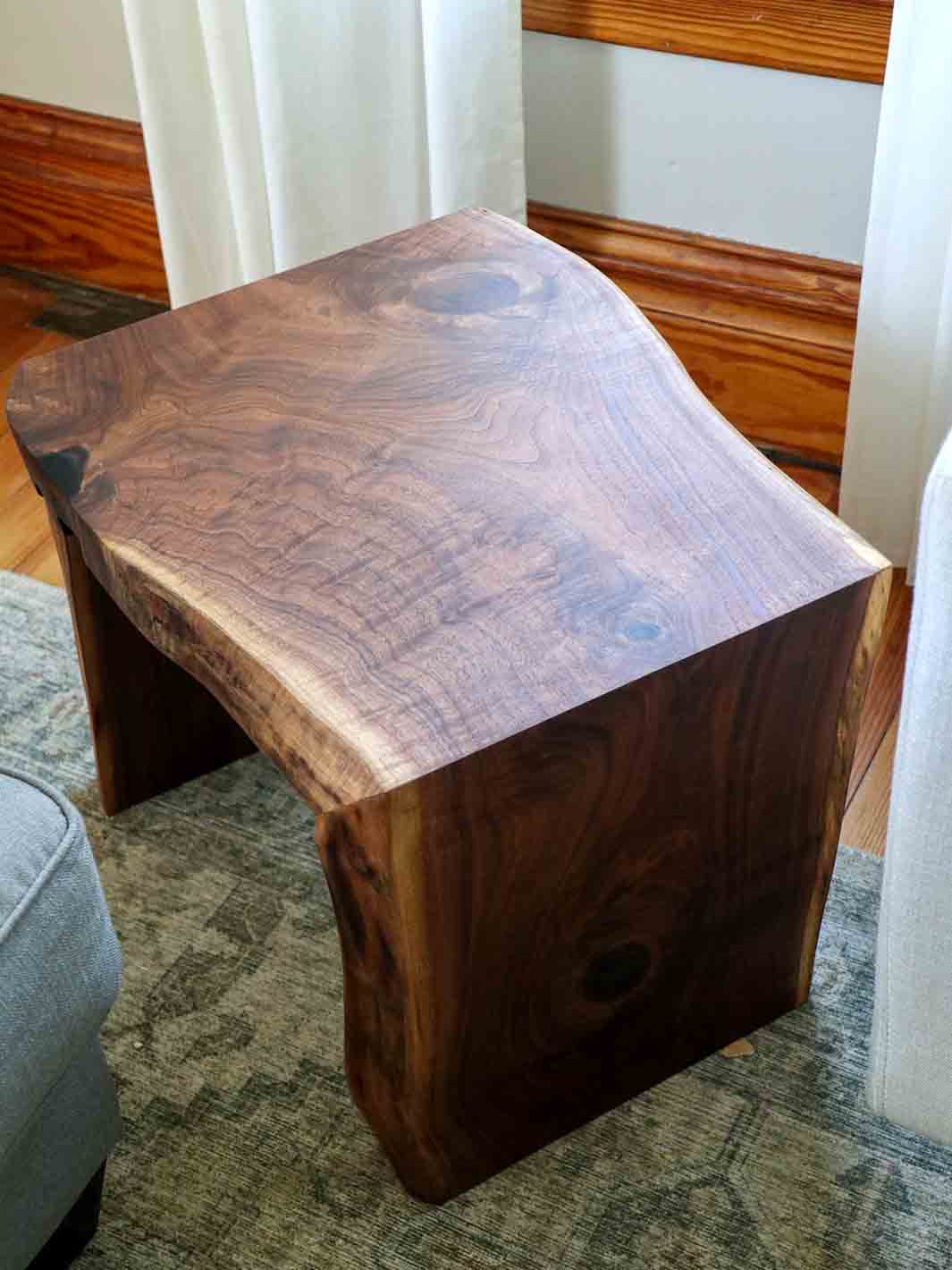Live Edge Walnut Waterfall Side Coffee End Table Earthly Comfort Coffee Tables 2225-5