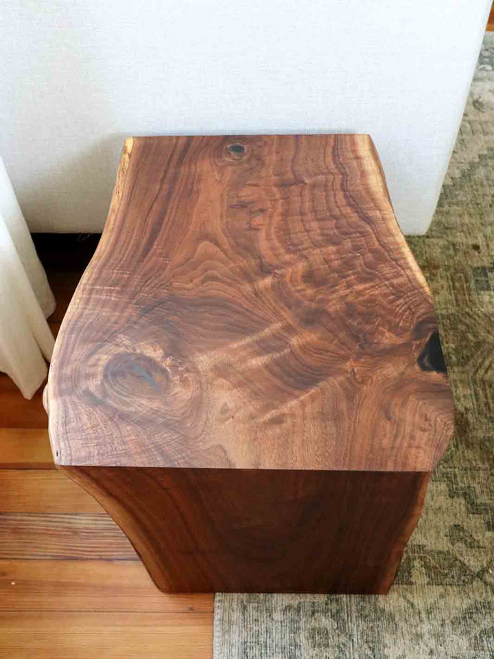 Live Edge Walnut Waterfall Side Coffee End Table Earthly Comfort Coffee Tables 2225-7