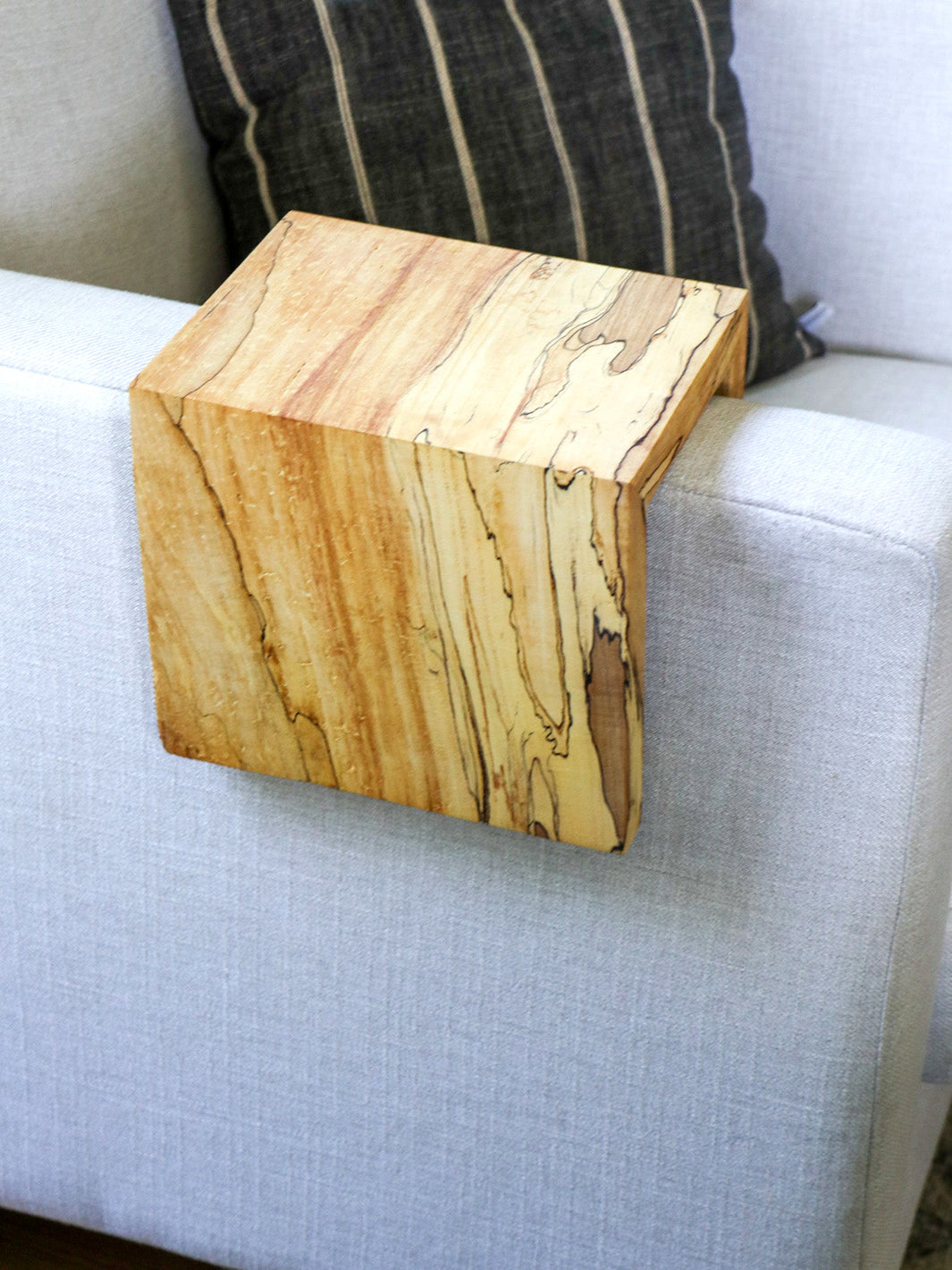 Solid 5" Spalted Maple Sofa Armrest Table (in stock) Earthly Comfort Arm Table 2230-3