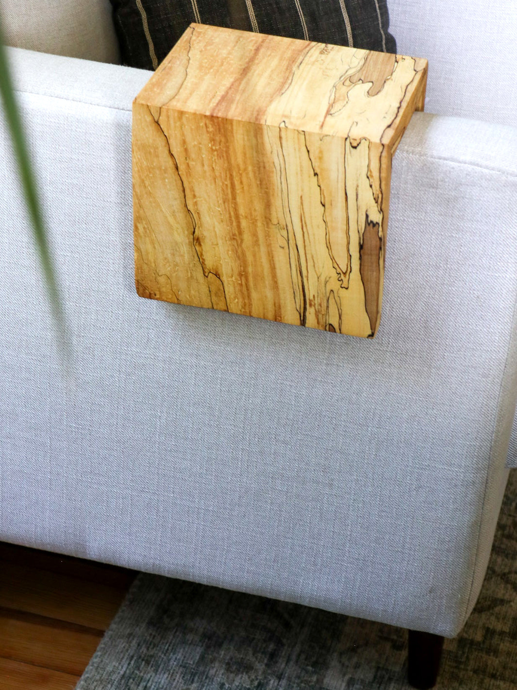 Solid 5" Spalted Maple Sofa Armrest Table (in stock)