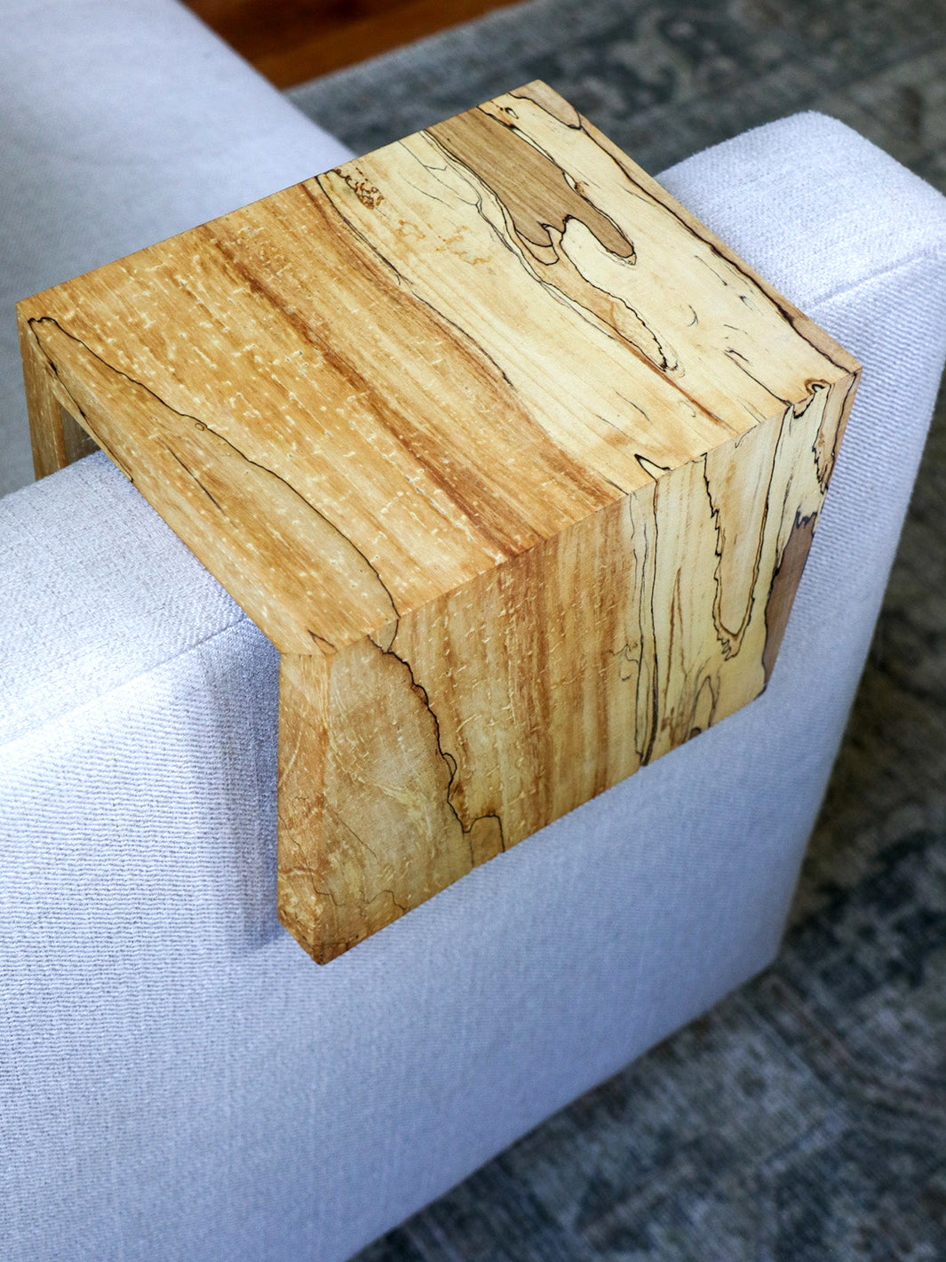 Solid 5" Spalted Maple Sofa Armrest Table (in stock) Earthly Comfort Arm Table 2230-7