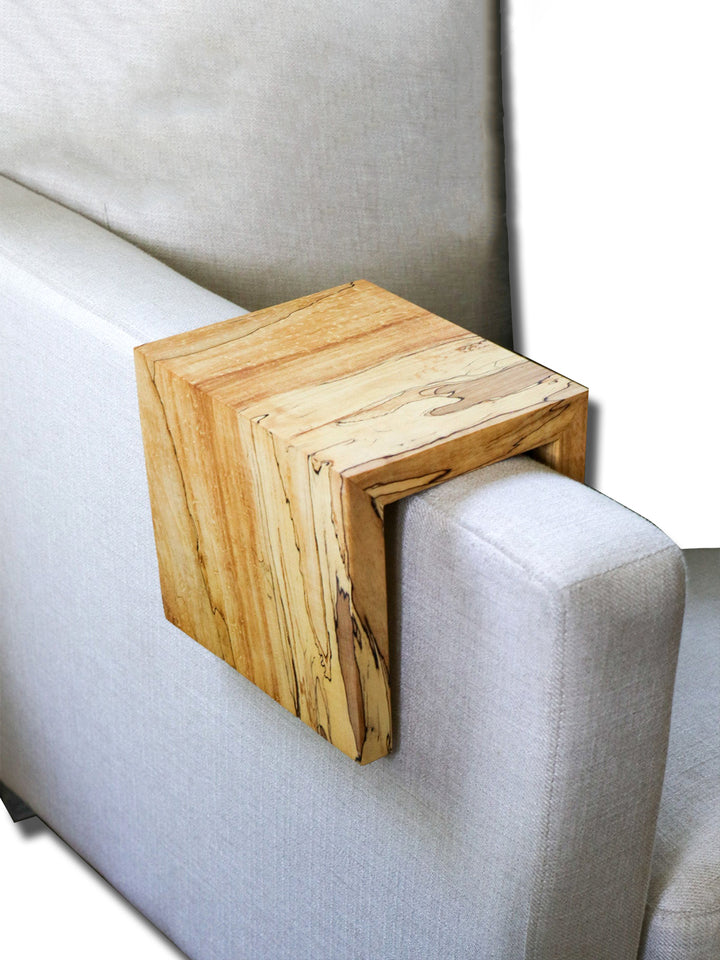 Solid 5" Spalted Maple Sofa Armrest Table (in stock) Earthly Comfort Arm Table 2230