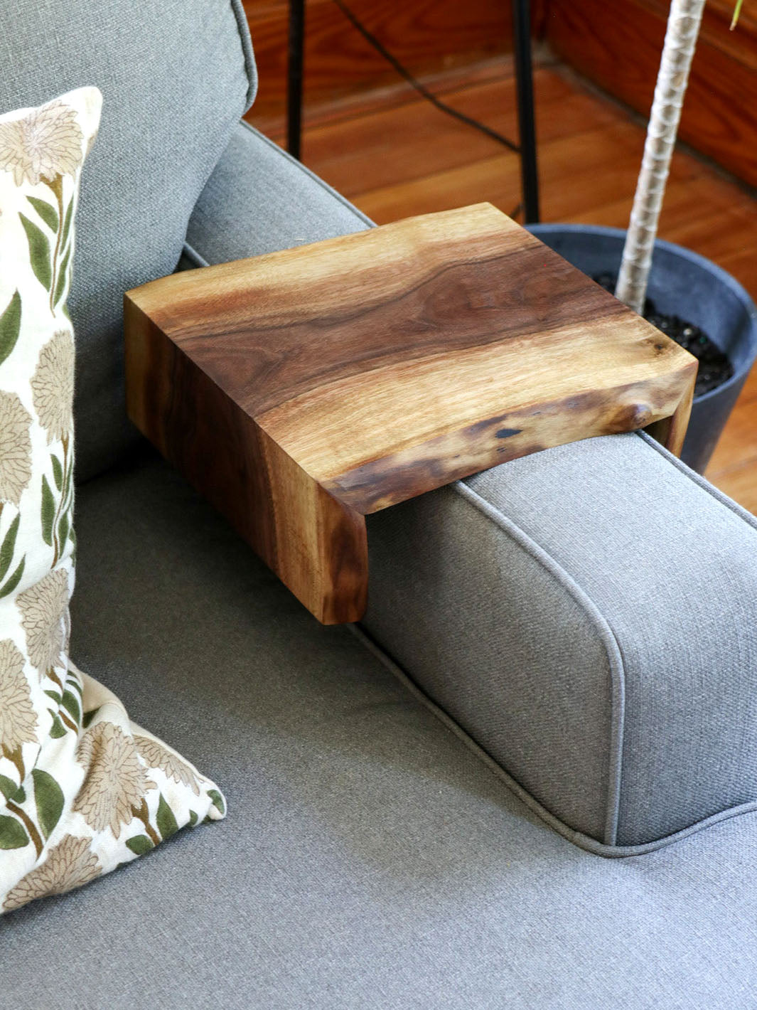 Pair of Live Edge 8" Walnut Wood Armrest Tables (in stock) Earthly Comfort Coffee Tables 2235-2