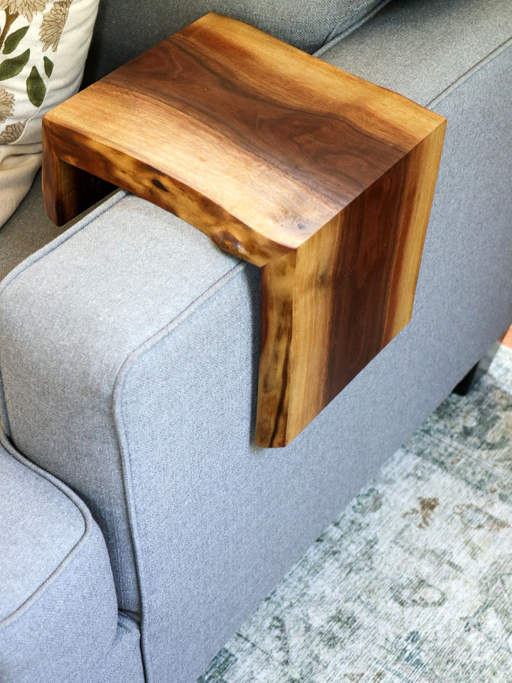 Pair of Live Edge 8" Walnut Wood Armrest Tables (in stock) Earthly Comfort Coffee Tables 2235-7