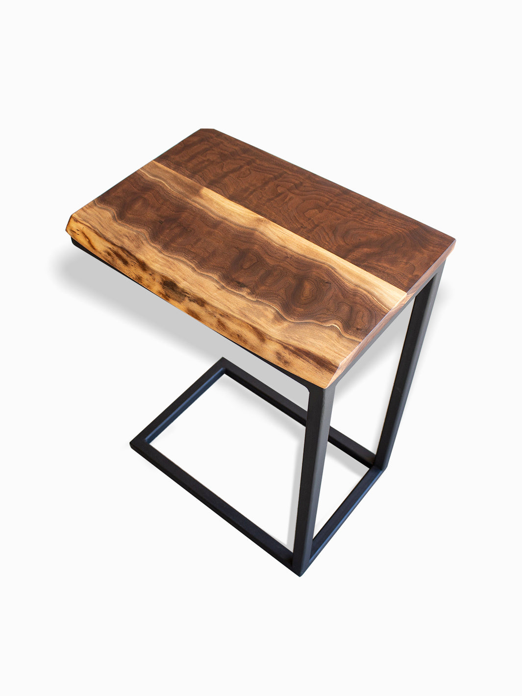 Live Edge Walnut Industrial Side C Table Earthly Comfort Side Tables 499-1