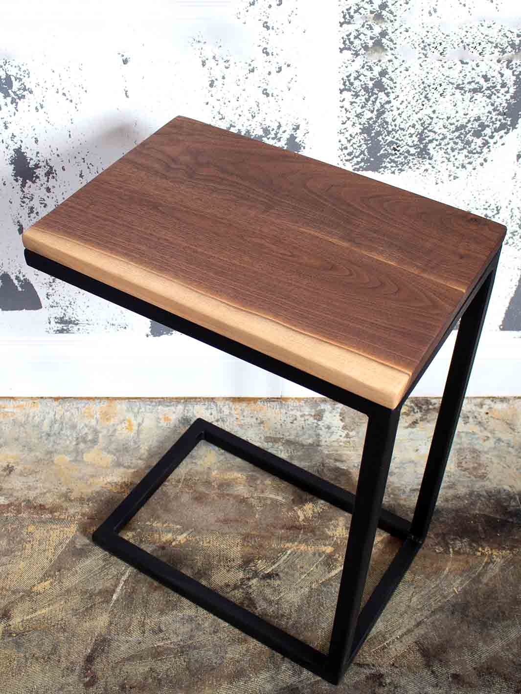 Live Edge Walnut Industrial Side C Table Earthly Comfort Side Tables 499-10