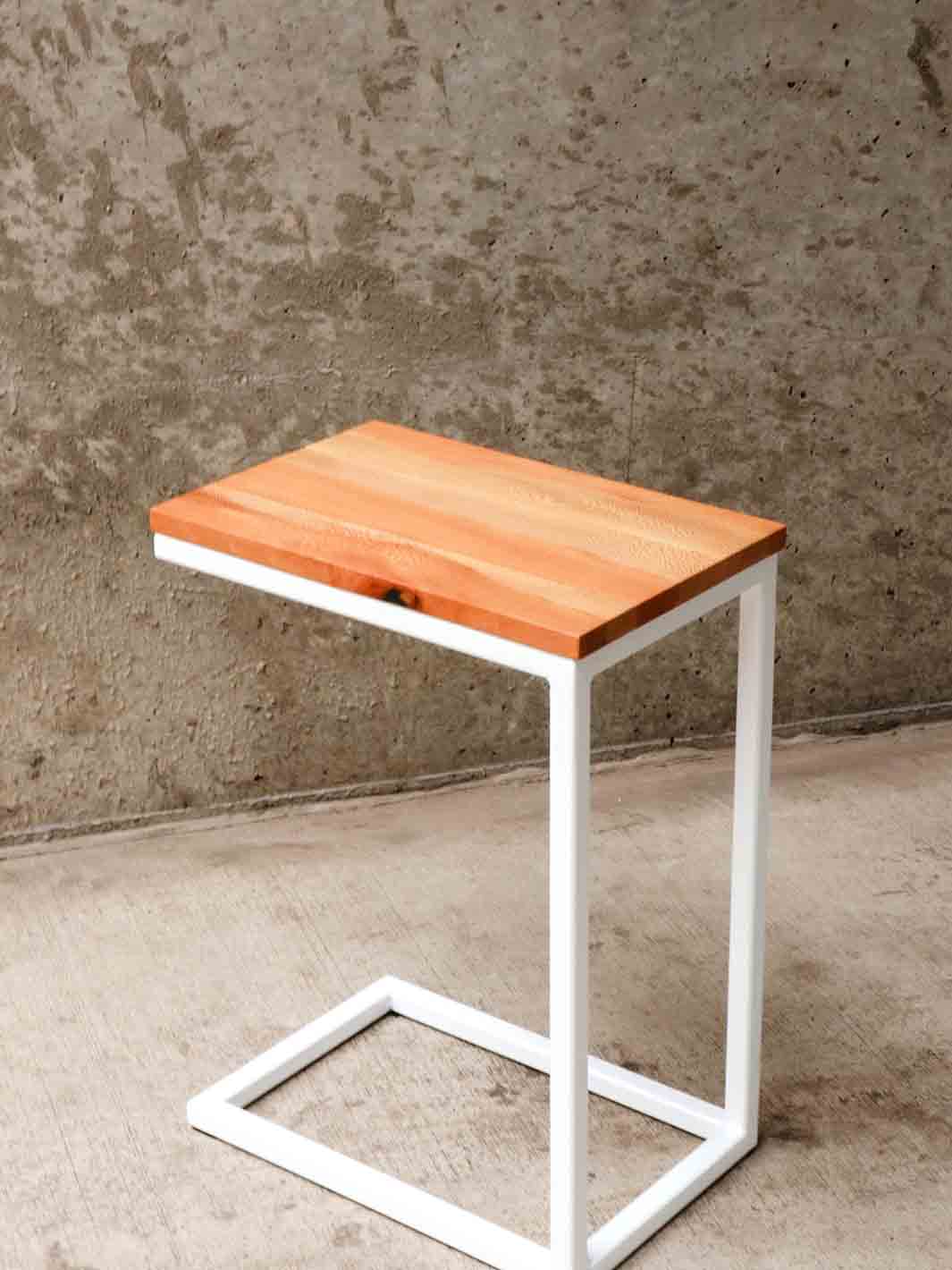 Live Edge Walnut Industrial Side C Table Earthly Comfort Side Tables 499-13
