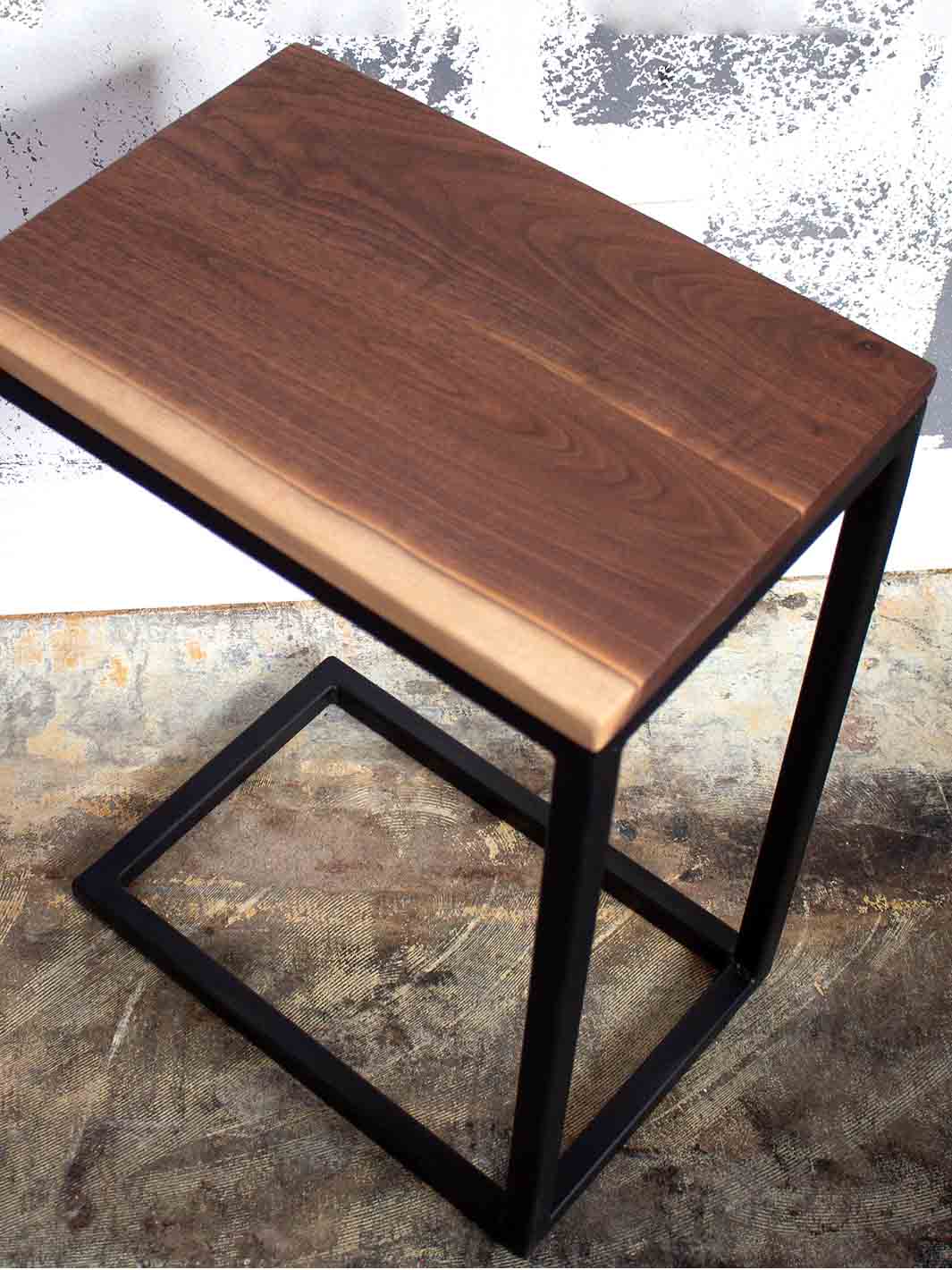 Live Edge Walnut Industrial Side C Table Earthly Comfort Side Tables 499-2