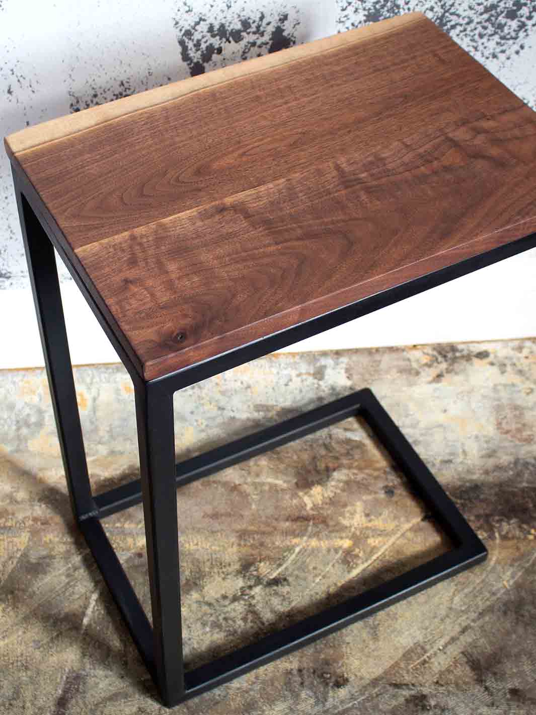 Live Edge Walnut Industrial Side C Table Earthly Comfort Side Tables 499-4