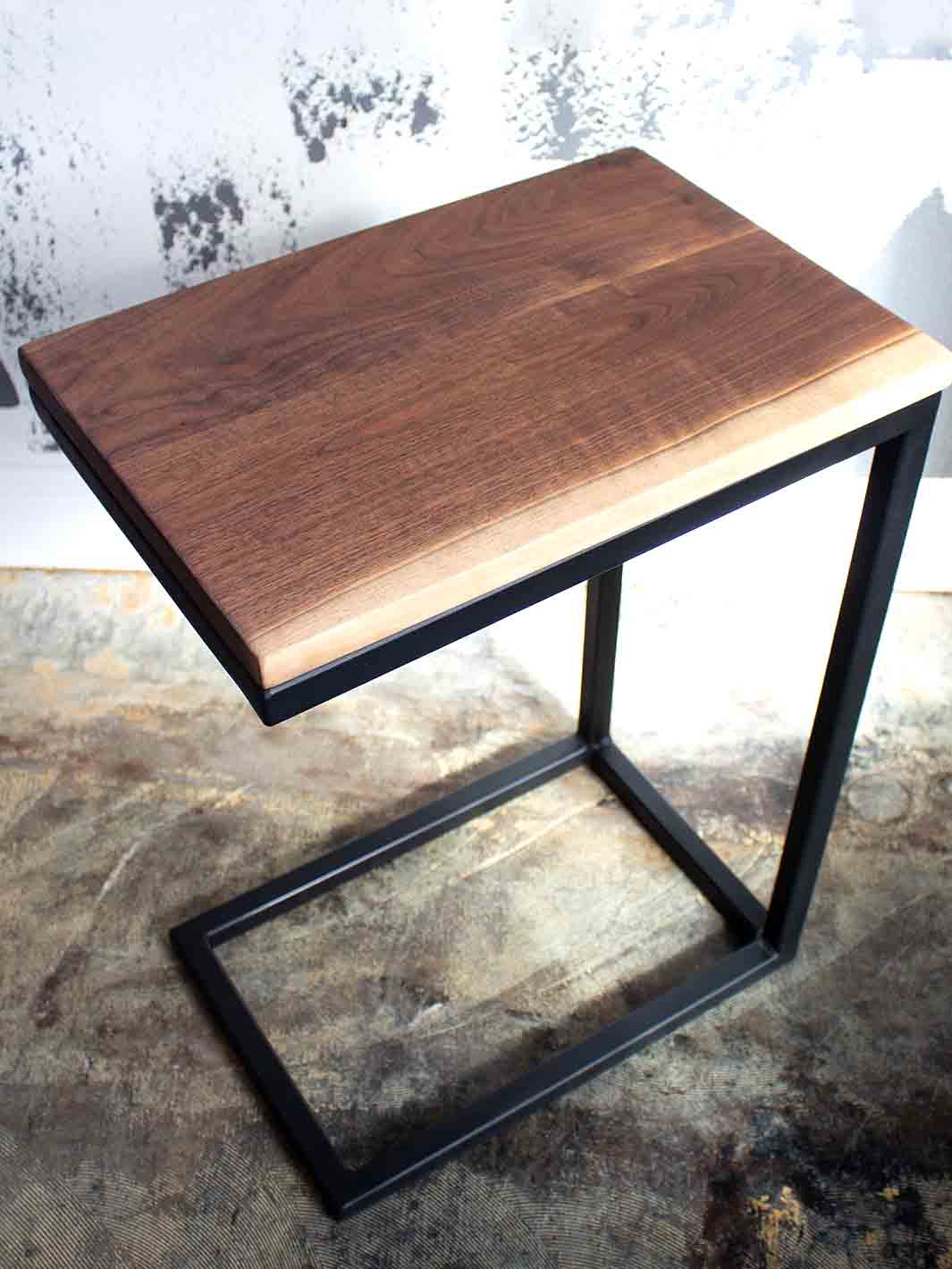 Live Edge Walnut Industrial Side C Table Earthly Comfort Side Tables 499-5