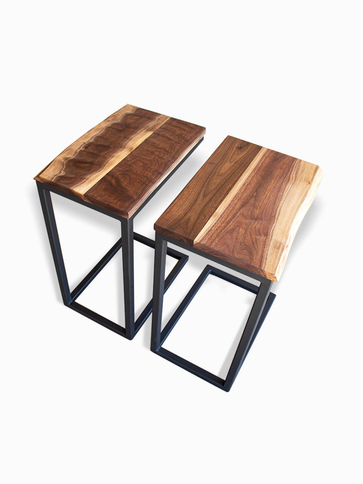 Live Edge Walnut Industrial Side C Table Earthly Comfort Side Tables 499