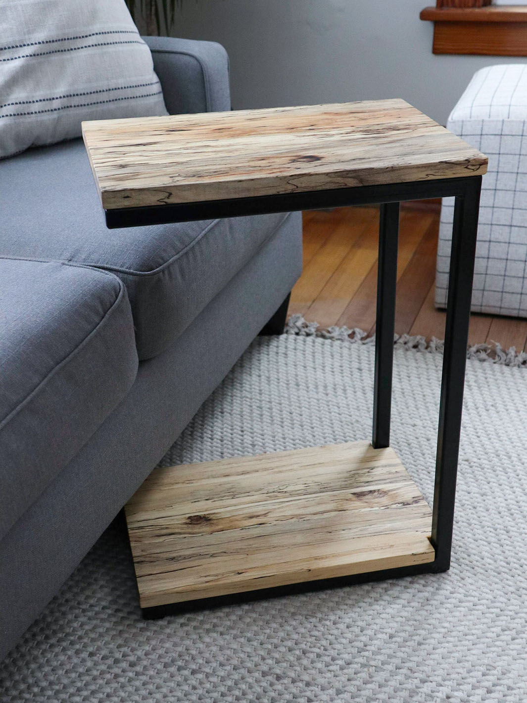 Floor Shelf Spalted Maple Modern C Side Table Earthly Comfort Side Tables 540-3