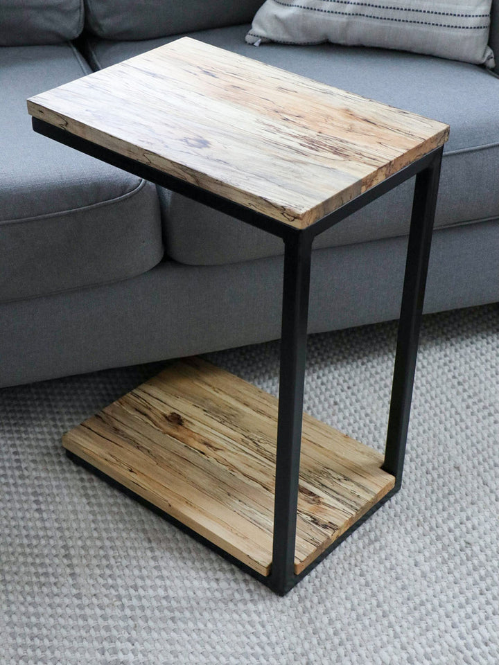 Floor Shelf Spalted Maple Modern C Side Table Earthly Comfort Side Tables 540-4