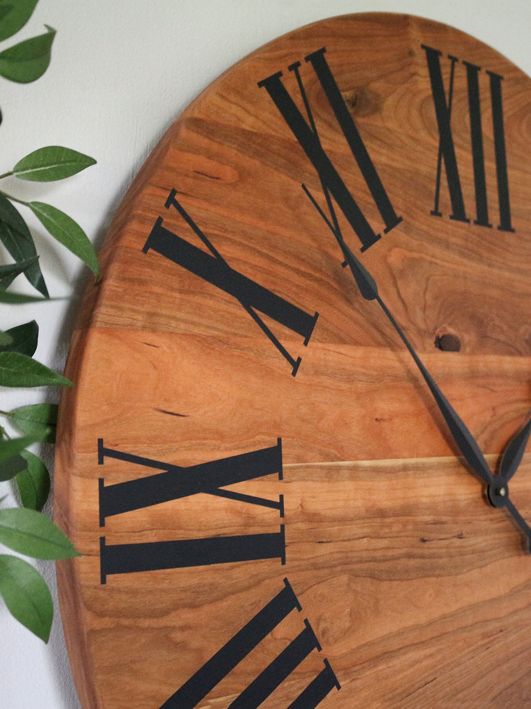 Large Solid Cherry Hardwood Wall Clock with Black Roman Numerals Earthly Comfort Clocks 552-4