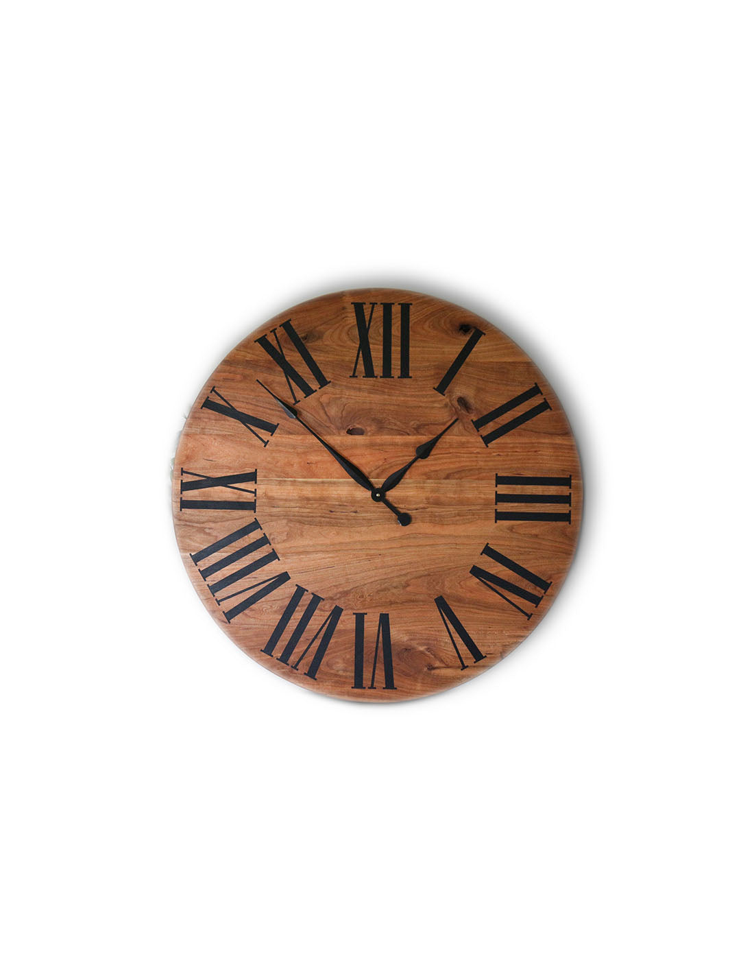 Large Solid Cherry Hardwood Wall Clock with Black Roman Numerals Earthly Comfort Clocks 552
