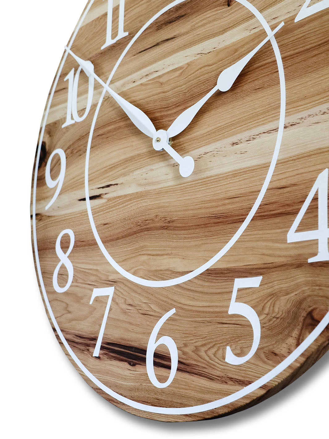 Solid Hickory Wood Wall Clock with Numbers and Lines Earthly Comfort Clocks 590-1