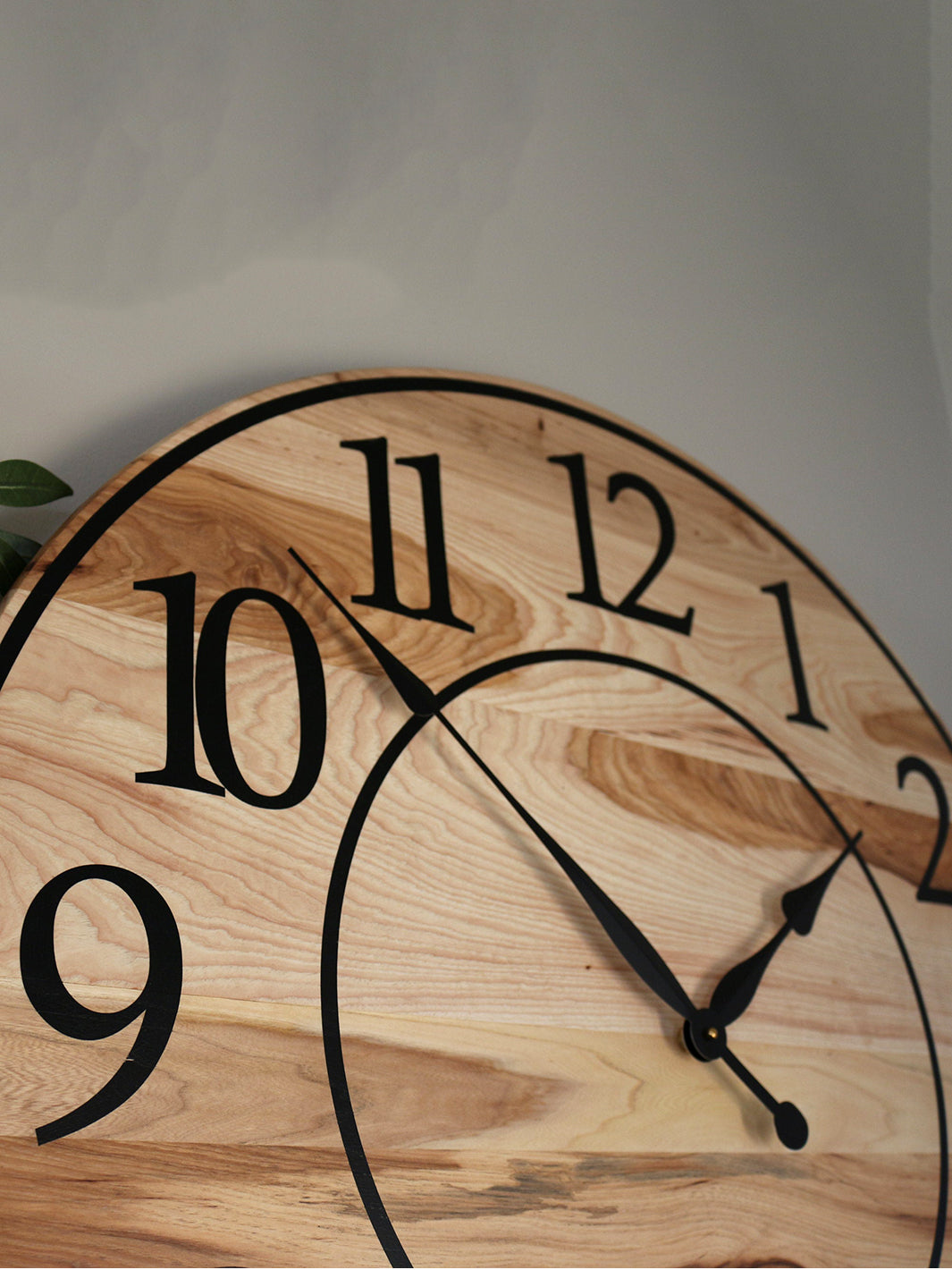 Solid Hickory Wood Wall Clock with Numbers and Lines Earthly Comfort Clocks 590-5