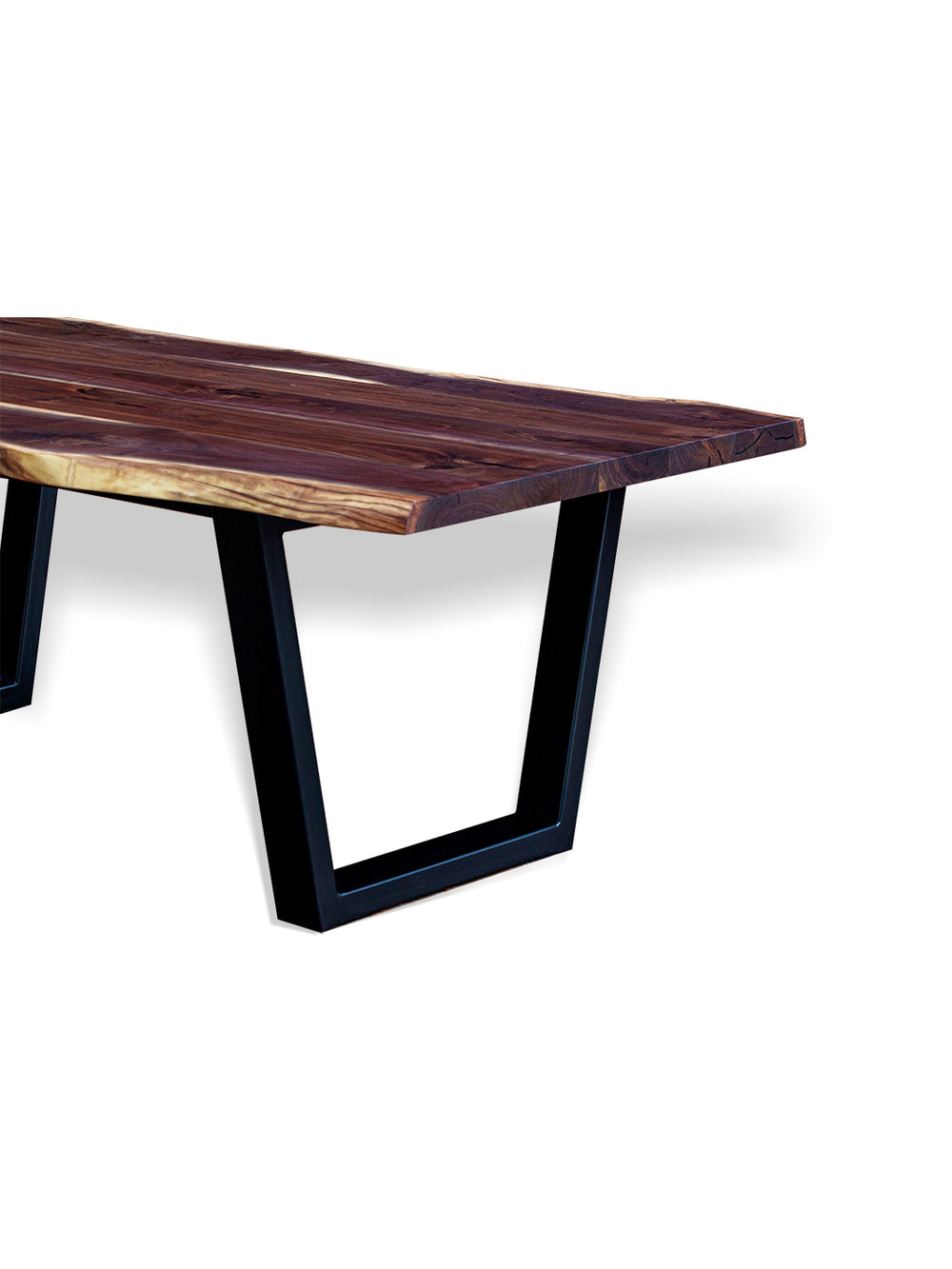Modern Live Edge Walnut Dining Table with Black Tapered Steel Legs Earthly Comfort Dining Tables 604-1
