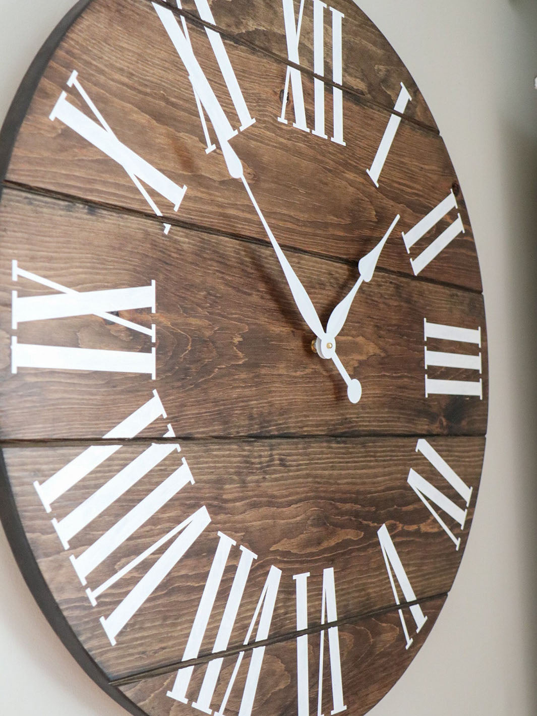 Dark Stained Solid Pine Wood Wall Clock