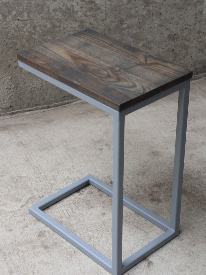 Charcoal Stained Ash Laptop C Table with Grey Base Earthly Comfort Side Tables 676-5