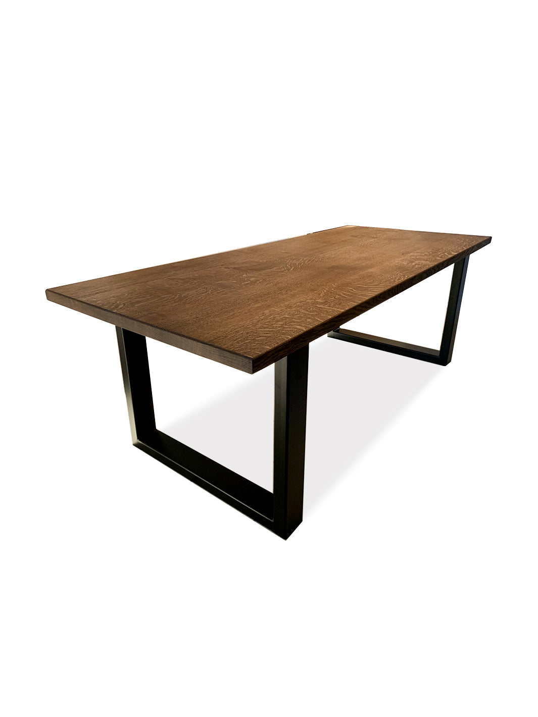 Modern Quartersawn White Oak Dining Table with Black Square Steel Legs Earthly Comfort Dining Tables 685
