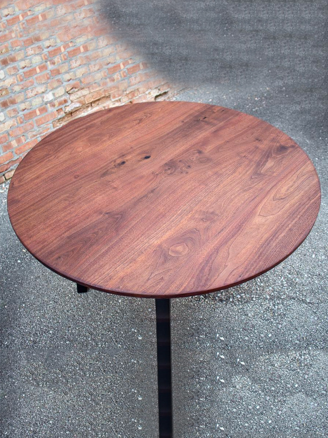 Modern Round Walnut Dining Table with Black Steel Legs Earthly Comfort Dining Tables 701-2