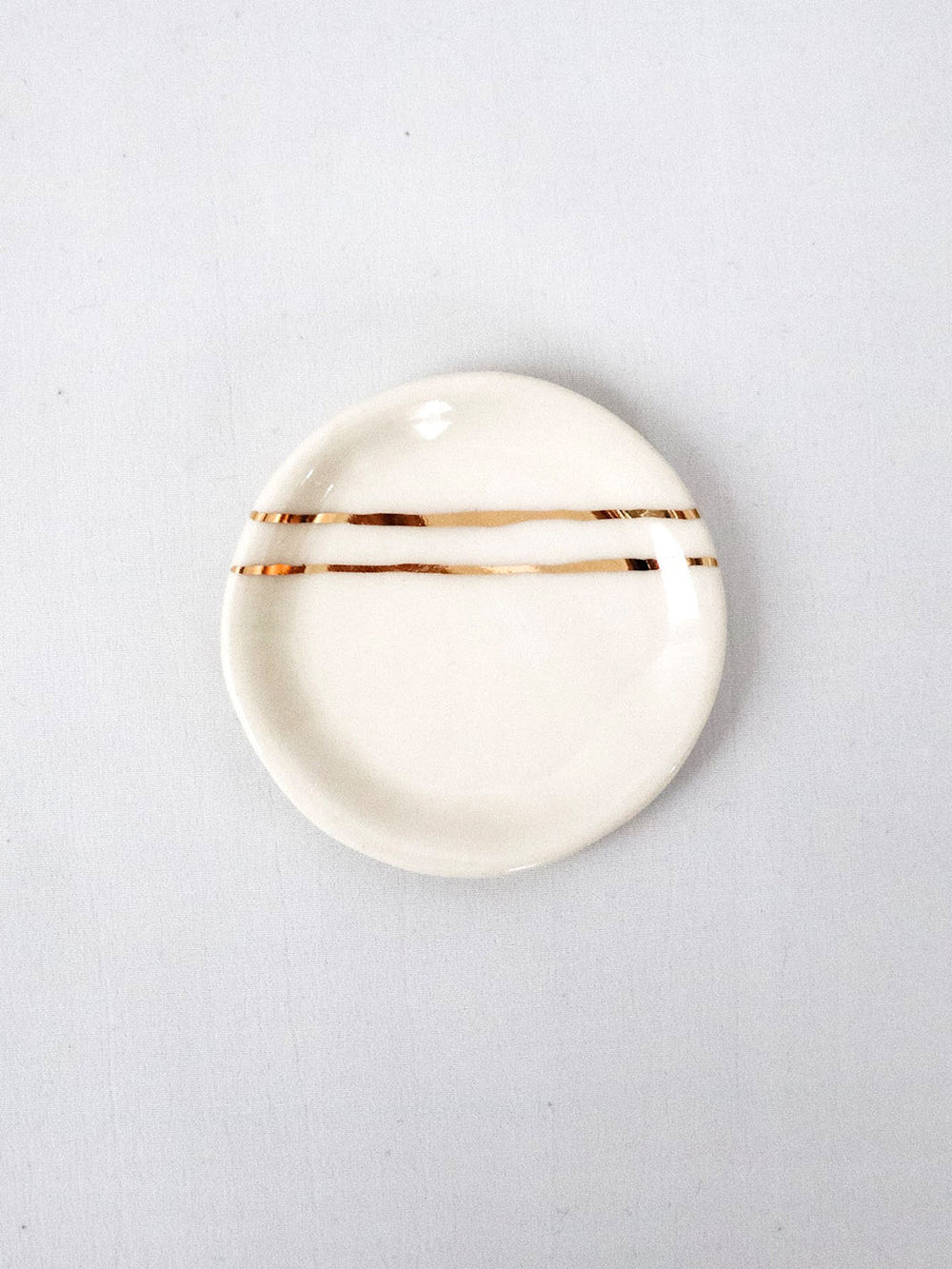 Gold Striped White Porcelain Dish Earthly Comfort Home Decor 750-1