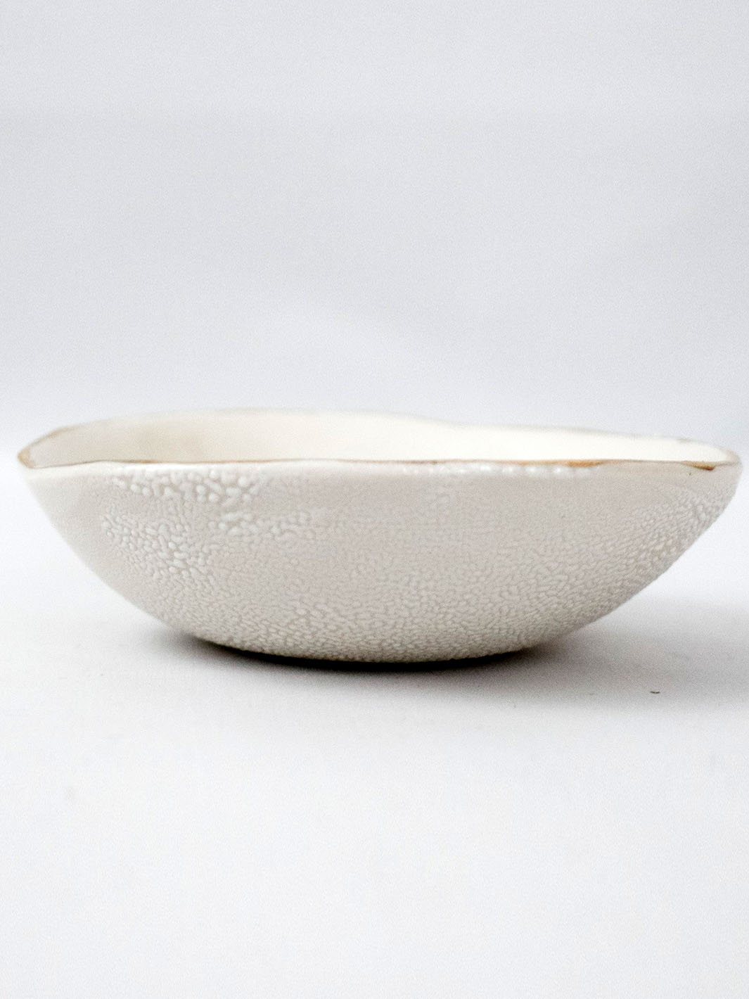Gold Rim White Porcelain Bowl Earthly Comfort Home Decor 751-2