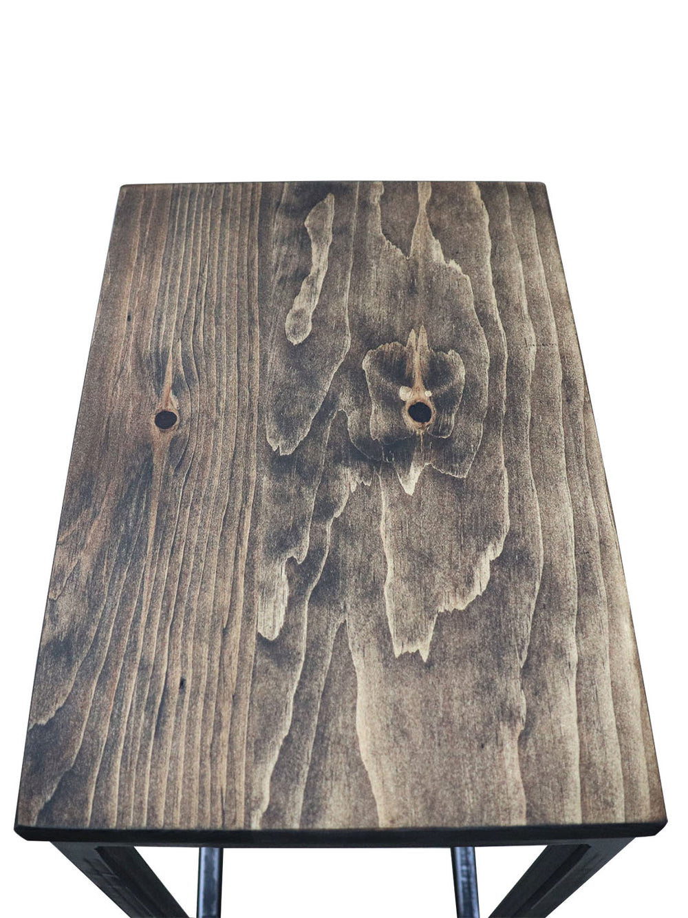 Pine Wood & Metal Industrial Side C Table Earthly Comfort Side Table 765-1