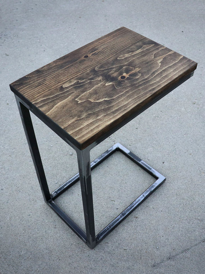 Pine Wood & Metal Industrial Side C Table Earthly Comfort Side Table 765-3
