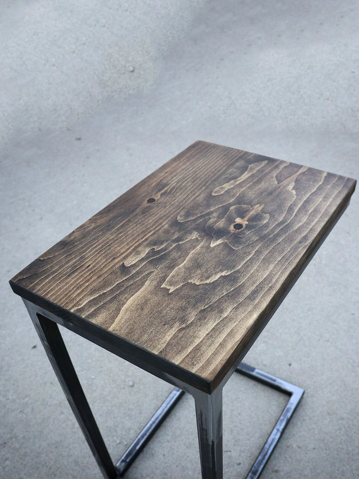 Pine Wood & Metal Industrial Side C Table Earthly Comfort Side Table 765-7