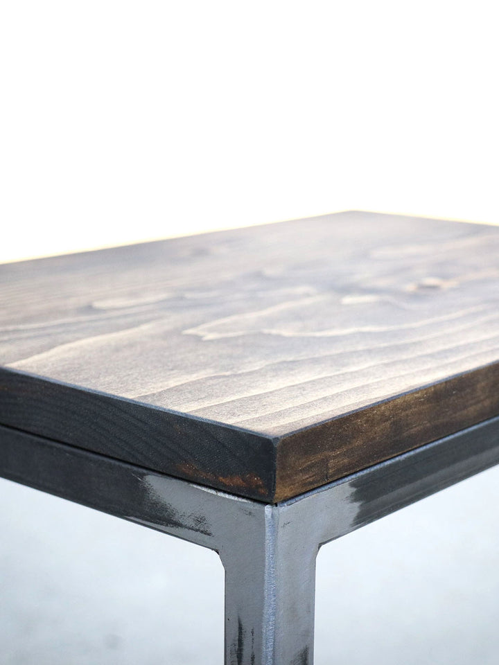 Pine Wood & Metal Industrial Side C Table Earthly Comfort Side Table 765-8