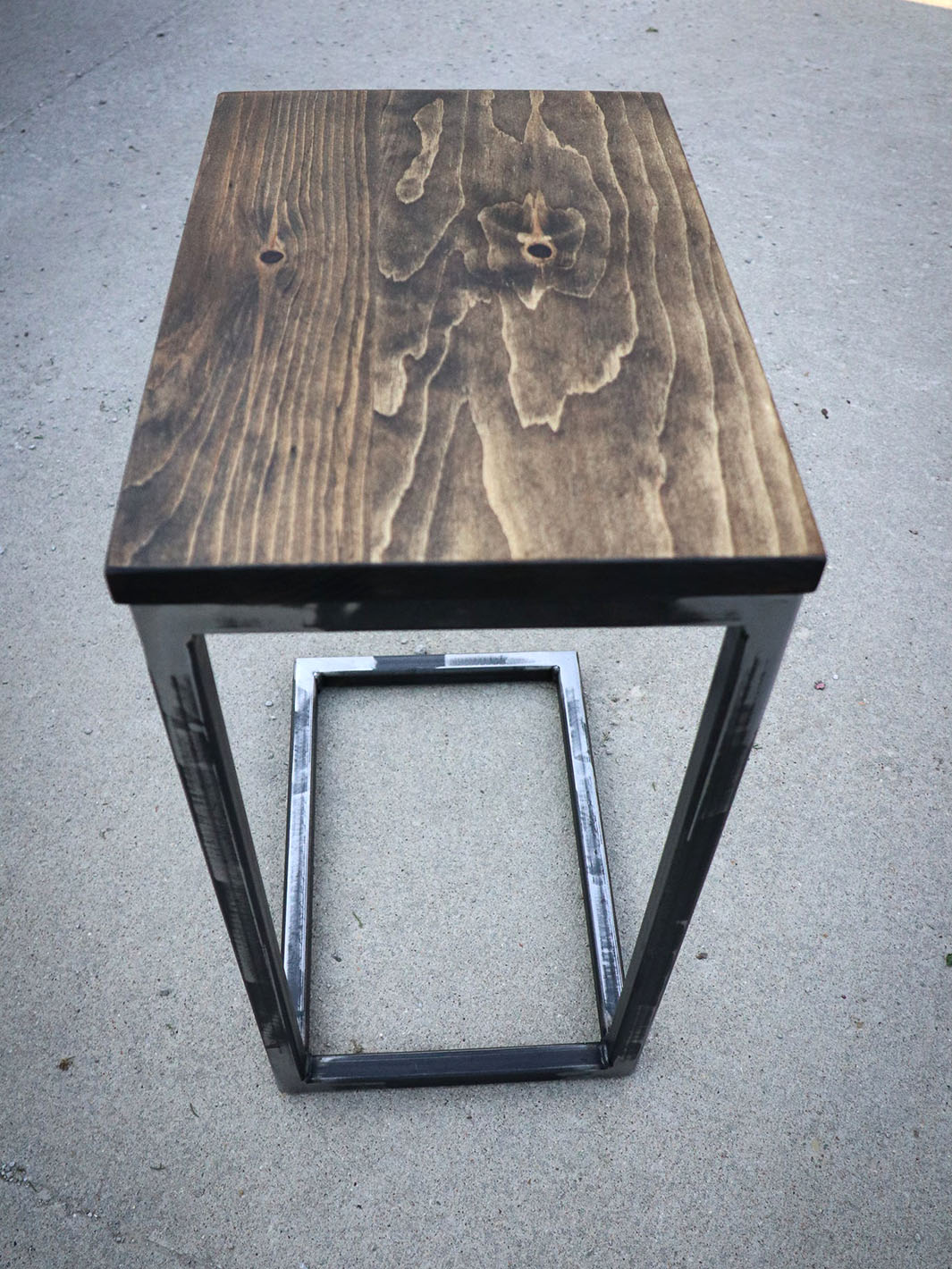 Pine Wood & Metal Industrial Side C Table Earthly Comfort Side Table 765-9